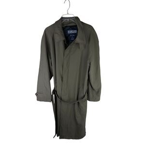 Lands' End Direct Merchants Green Men's Belted Long Trench Coat Large